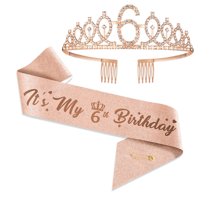 Birthday Queen Crown Set Crystal Tiara and Satin Sash