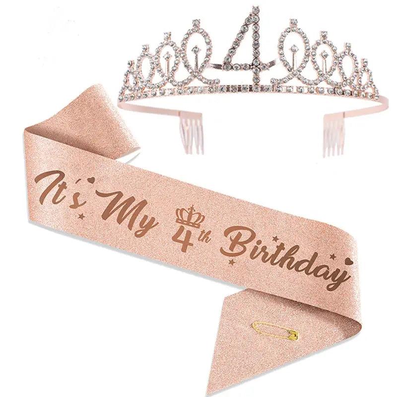 Birthday Queen Crown Set Crystal Tiara and Satin Sash