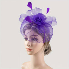 Women's Feather Headband Veil for Horse Race Derby Hat Wedding Cocktail Party