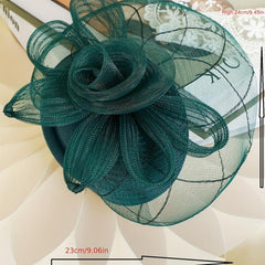 Women Flower Mesh Veil Clip Church Hat Derbyhat Duck Billed Clip
