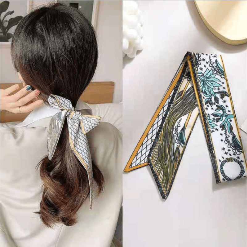 Women's Ribbon Scarf Hairband Neckerchief Ponytail Holder