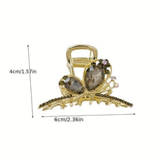 Rhinestone Butterfly Hair Claw Nonslip Ponytail Holder