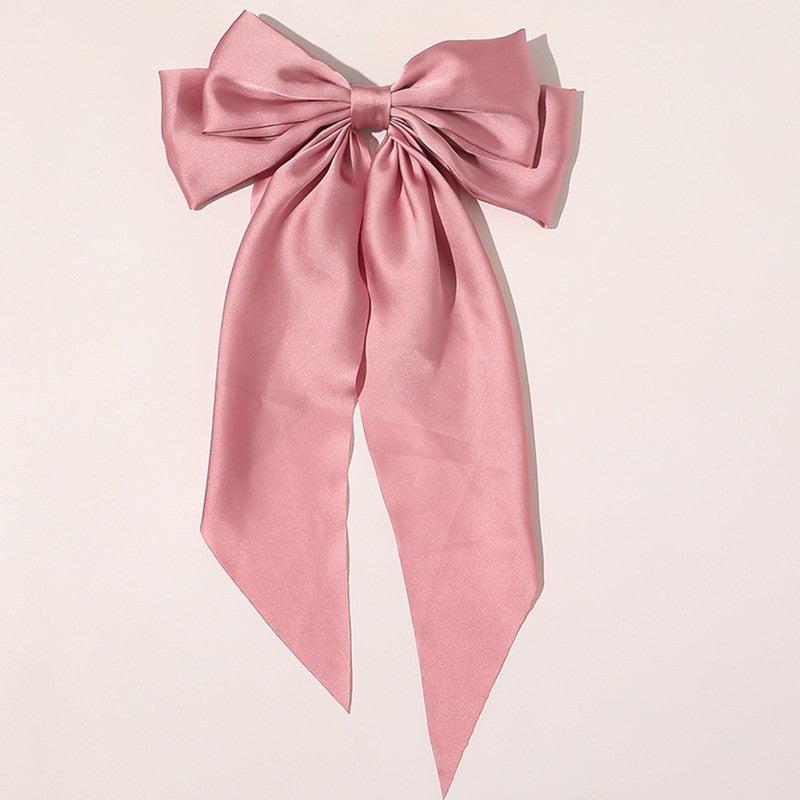 Girls Solid Bow Hair Clip Metal Spring Clips Ponytail Barrette Hair Accessories