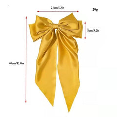 Girls Solid Bow Hair Clip Metal Spring Clips Ponytail Barrette Hair Accessories