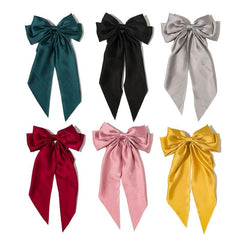 Girls Solid Bow Hair Clip Metal Spring Clips Ponytail Barrette Hair Accessories