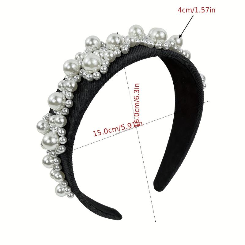 Faux Pearl Headband Wide Brim Headdress Hair Accessories For Women