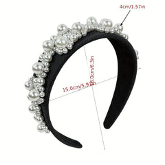 Faux Pearl Headband Wide Brim Headdress Hair Accessories For Women