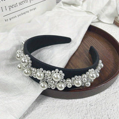 Faux Pearl Headband Wide Brim Headdress Hair Accessories For Women