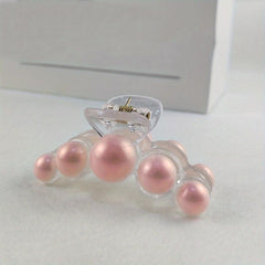 Faux Pearl Decor Hair Claw Minimalist Banana Clip