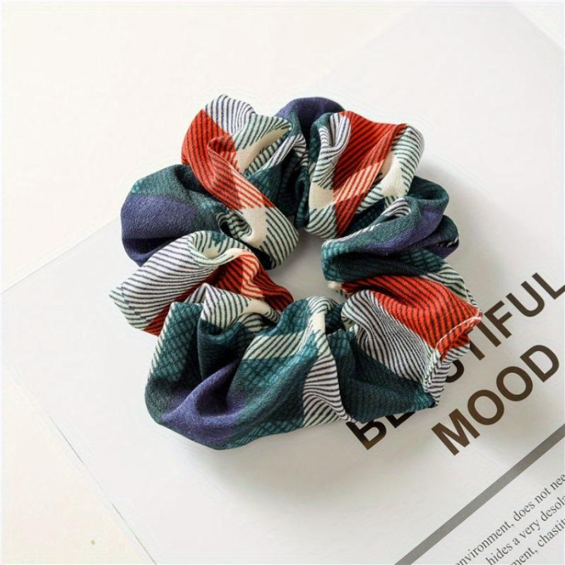 Plaid Fabric Large Scrunchie High Elasticity Vintage Hair Tie Hair Accessories