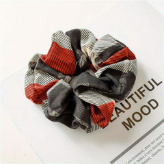 Plaid Fabric Large Scrunchie High Elasticity Vintage Hair Tie Hair Accessories