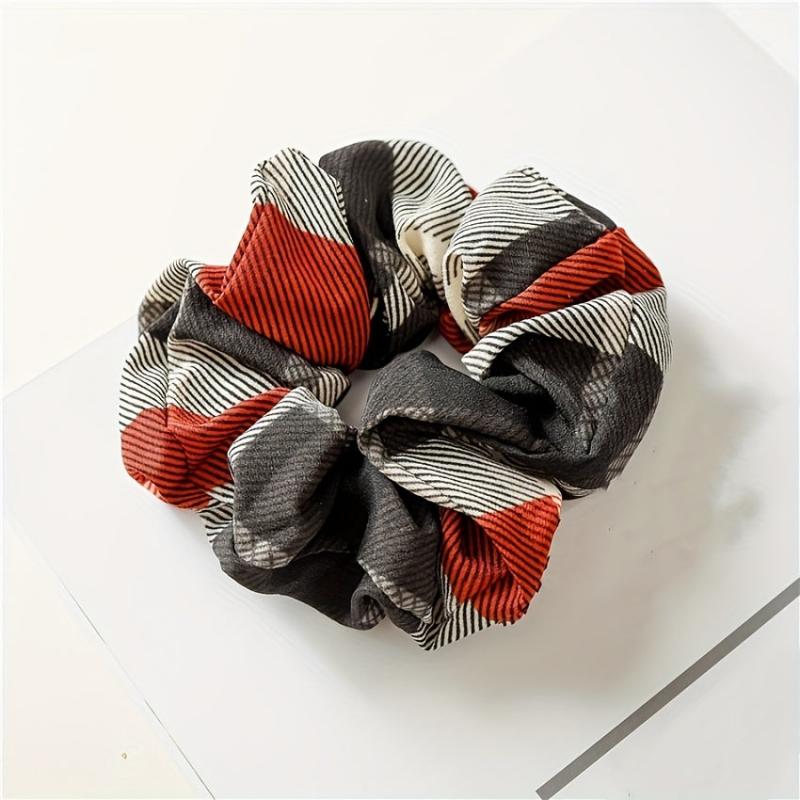 Plaid Fabric Large Scrunchie High Elasticity Vintage Hair Tie Hair Accessories