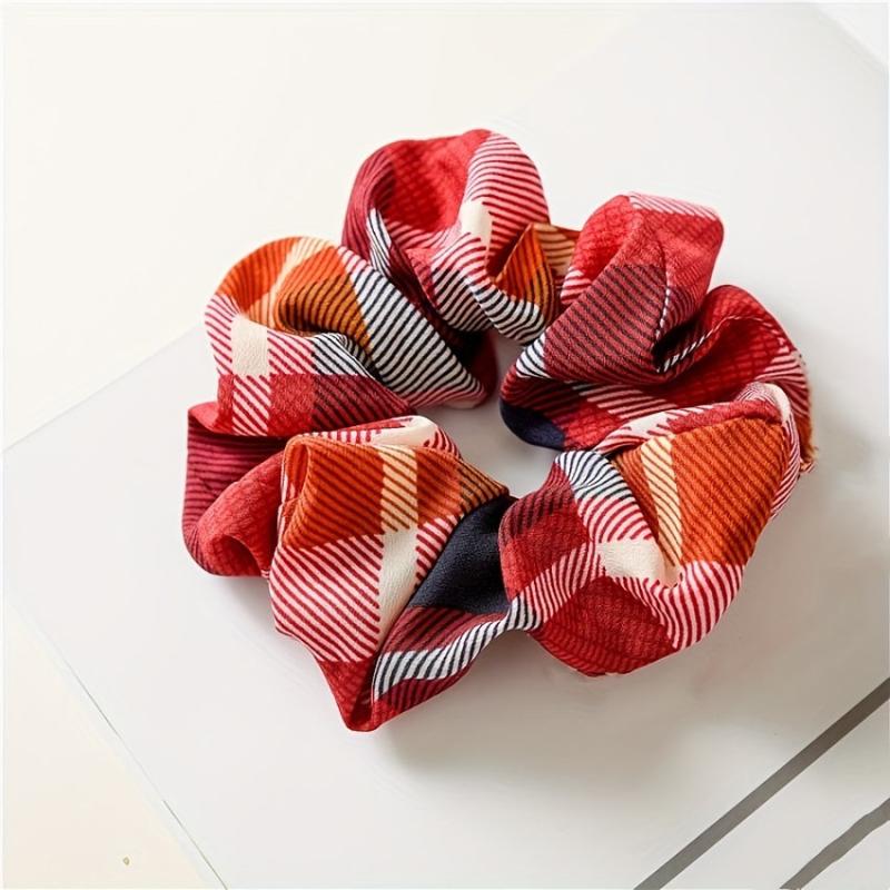 Plaid Fabric Large Scrunchie High Elasticity Vintage Hair Tie Hair Accessories