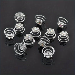 12pcs Faux Pearl Hair Coil Ring Spiral Hairpin Wedding Bridal Hair Accessories