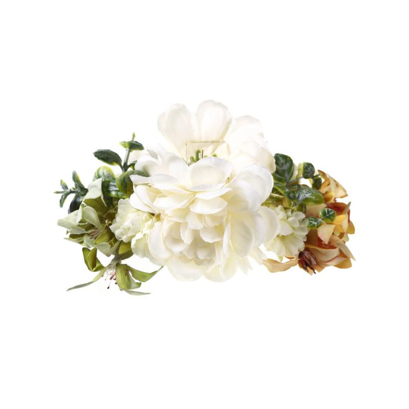 Flower Fabric Hair Claw Clip Strong Hold Grip