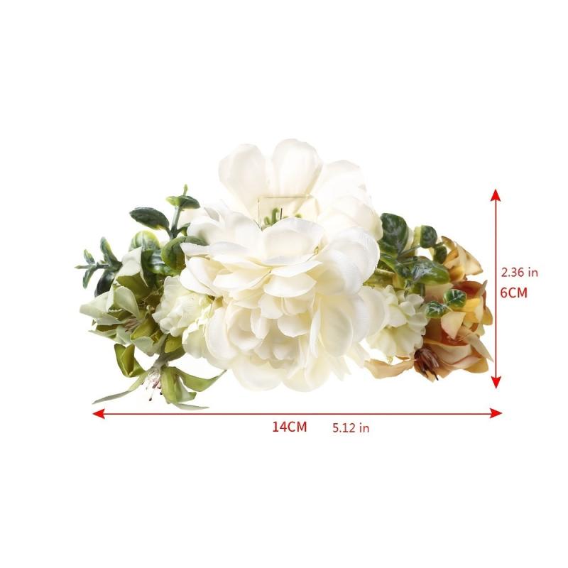 Flower Fabric Hair Claw Clip Strong Hold Grip