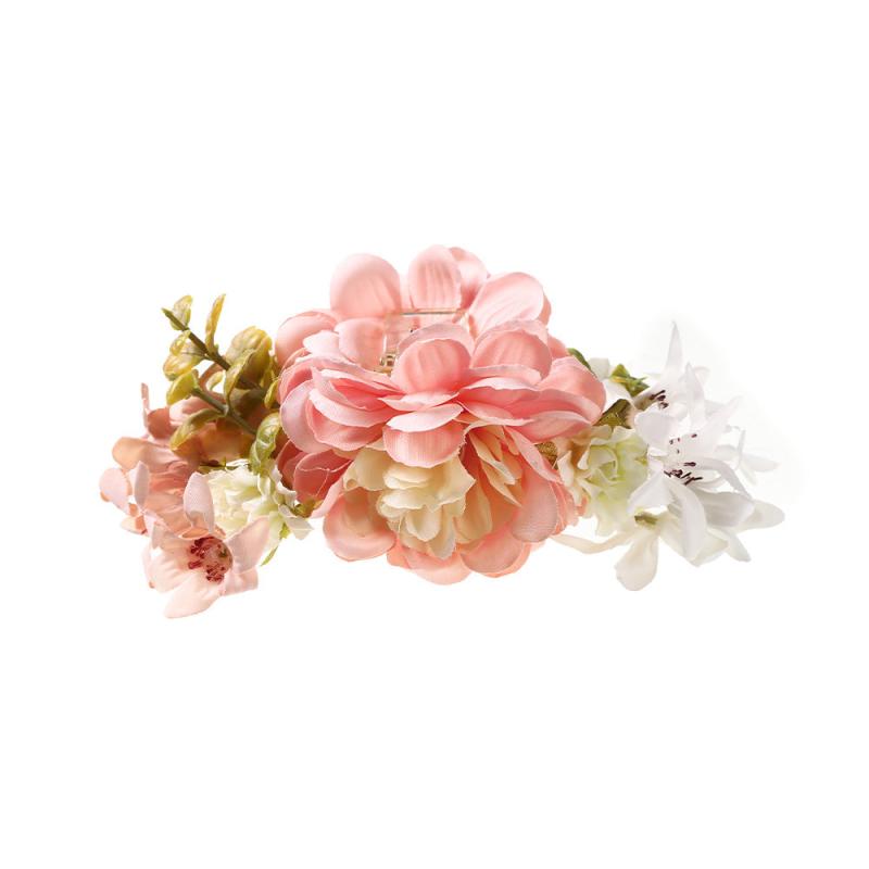 Flower Fabric Hair Claw Clip Strong Hold Grip