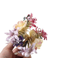Flower Fabric Hair Claw Clip Strong Hold Grip