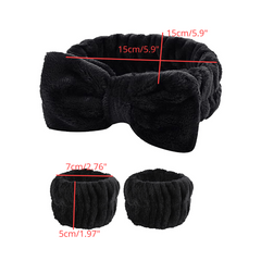 3pcs Face Wash Wristband Set Soft Fabric Hair Band Cuffs