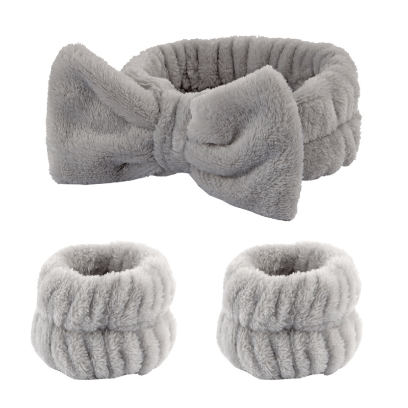 3pcs Face Wash Wristband Set Soft Fabric Hair Band Cuffs