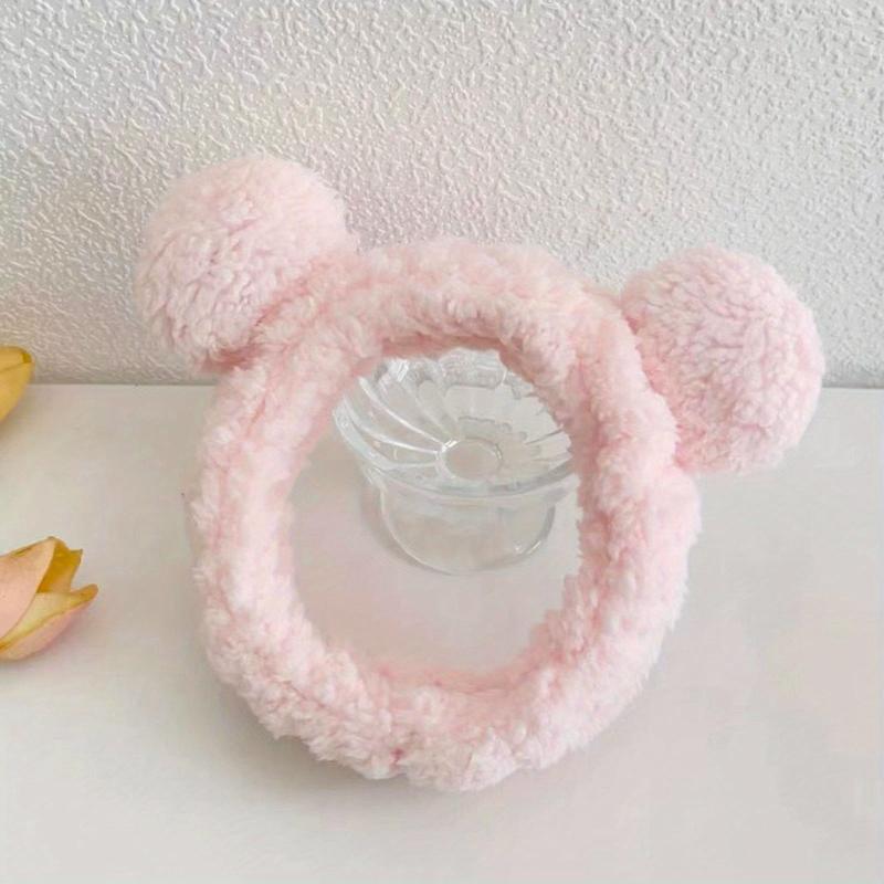 Bear Ear Headband Plush Elastic Hairband for Spa Use