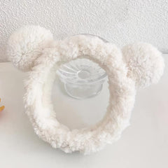 Bear Ear Headband Plush Elastic Hairband for Spa Use