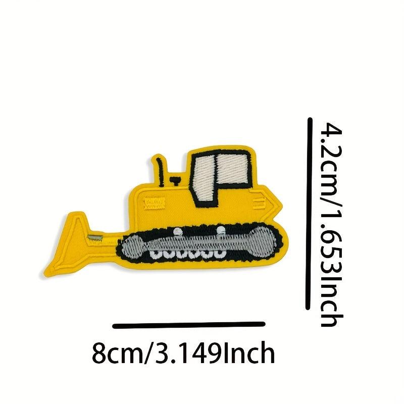 9pcs Construction Vehicle Patch Stickers Excavator Mixer Crane Bulldo