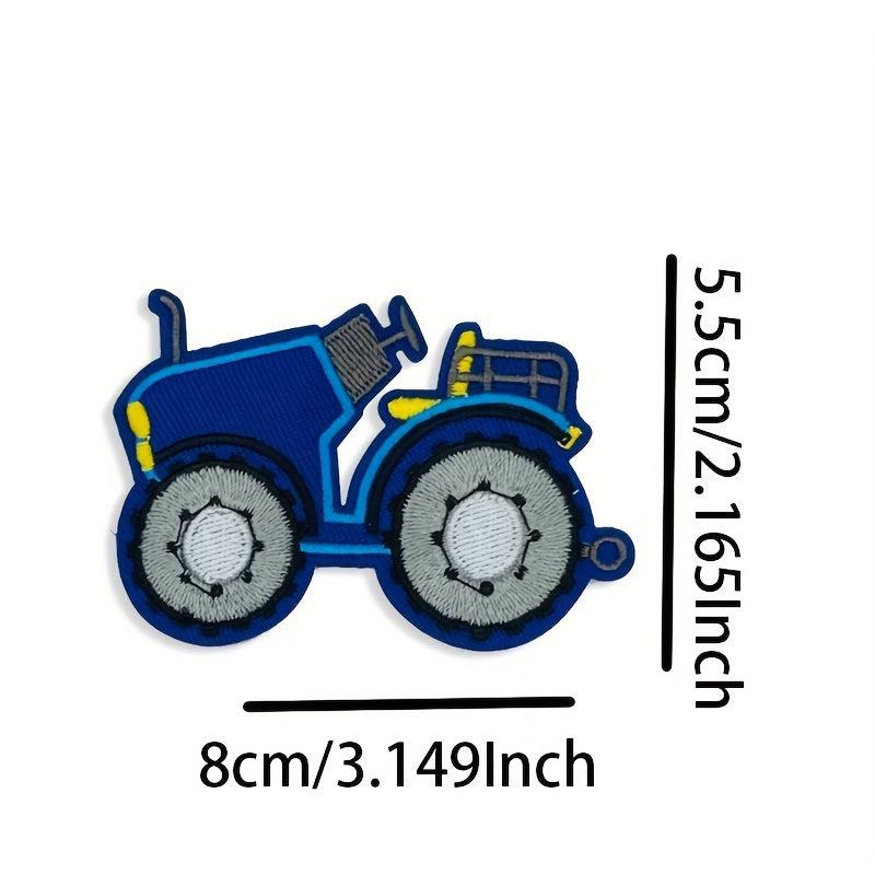 9pcs Construction Vehicle Patch Stickers Excavator Mixer Crane Bulldo