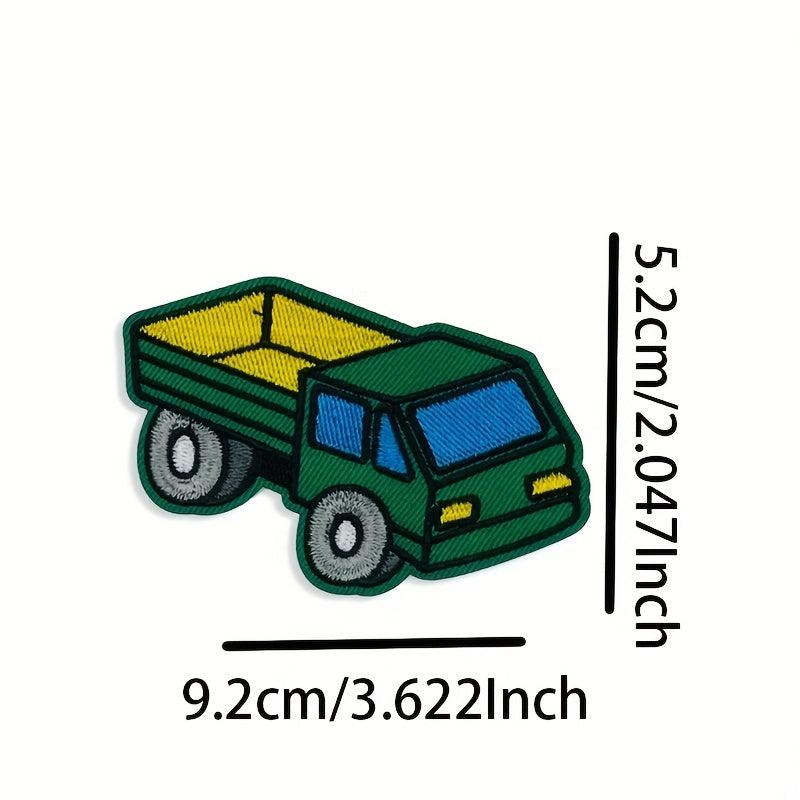 9pcs Construction Vehicle Patch Stickers Excavator Mixer Crane Bulldo