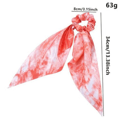 6pcs Silk Satin Hair Scrunchies Hair Scarf Flower Pattern Boho Tie Dye Hair Tie