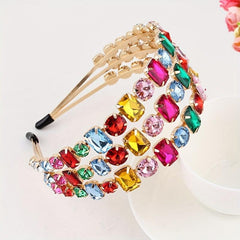 Colored Rhinestone Headband Birthday Party Headdress Hair Accessory