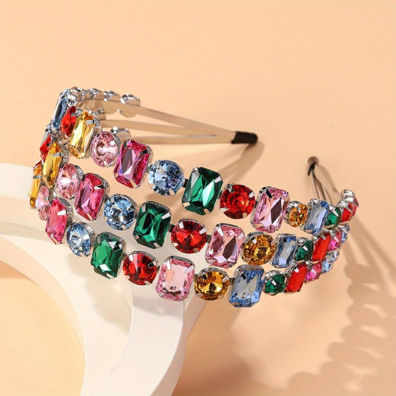 Colored Rhinestone Headband Birthday Party Headdress Hair Accessory
