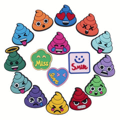 16pcs Cartoon Poop Shoes Charm DIY Sandals Decoration