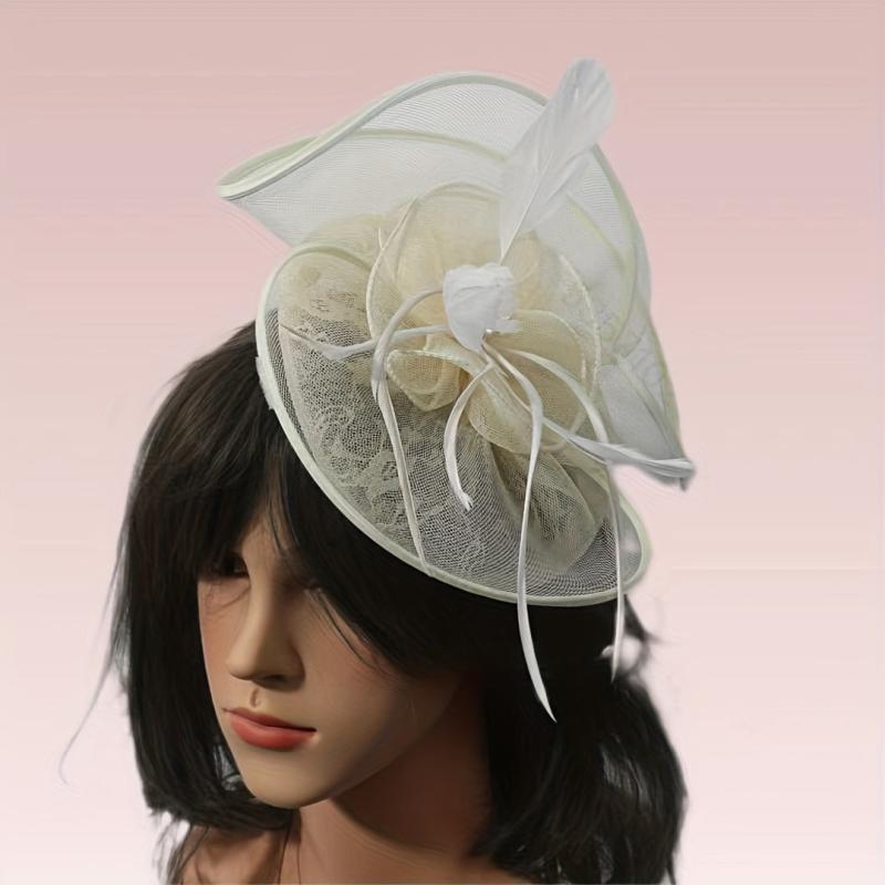 Women's Retro Mesh Flower Feather Clip - Bridal Headdress