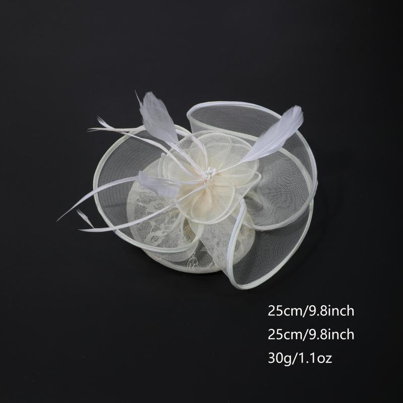 Women's Retro Mesh Flower Feather Clip - Bridal Headdress