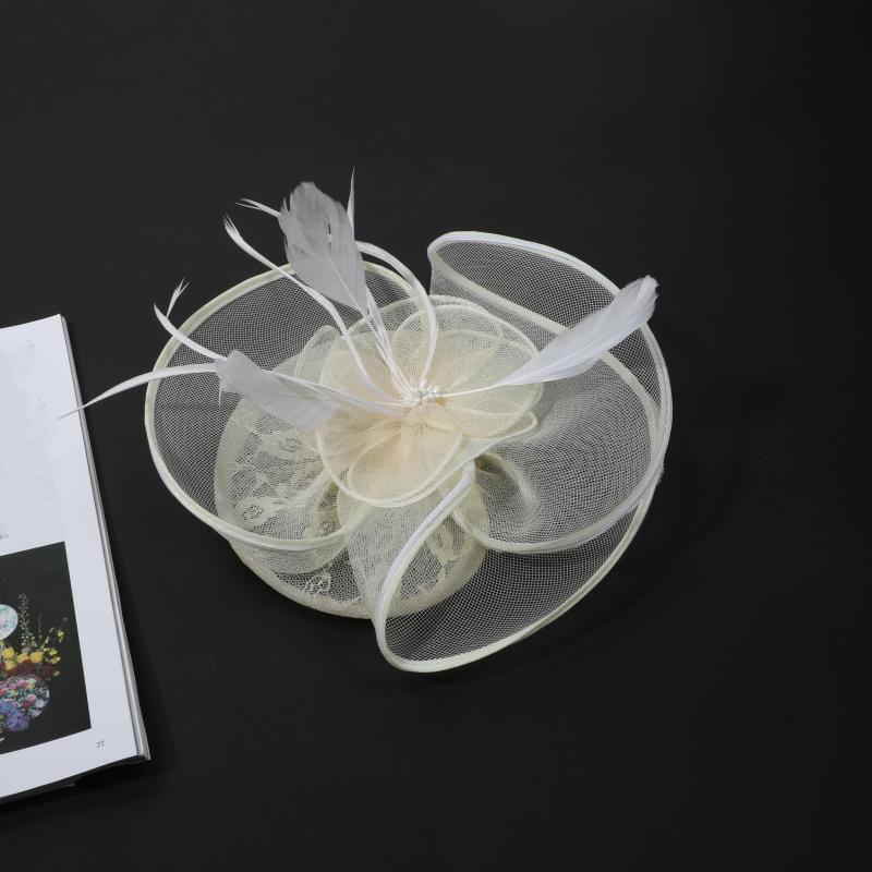 Women's Retro Mesh Flower Feather Clip - Bridal Headdress