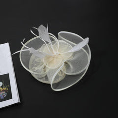 Women's Retro Mesh Flower Feather Clip - Bridal Headdress