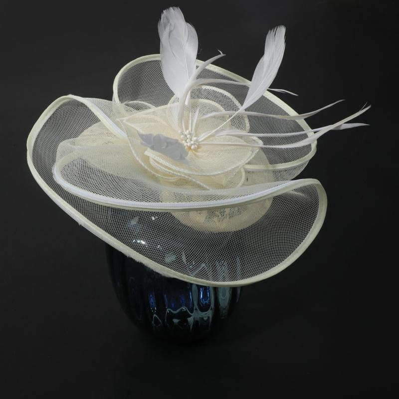 Women's Retro Mesh Flower Feather Clip - Bridal Headdress