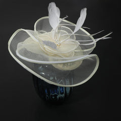 Women's Retro Mesh Flower Feather Clip - Bridal Headdress