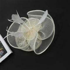 Women's Retro Mesh Flower Feather Clip - Bridal Headdress