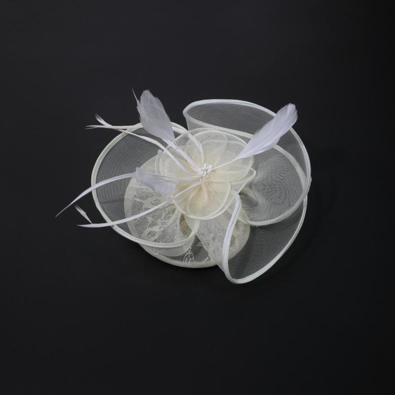Women's Retro Mesh Flower Feather Clip - Bridal Headdress
