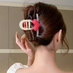 4pcs Jelly Heart Hair Claw Ponytail Holder Hair Clip