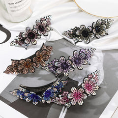 Flower Rhinestone Hair Clips Ponytail Holder Hair Accessories