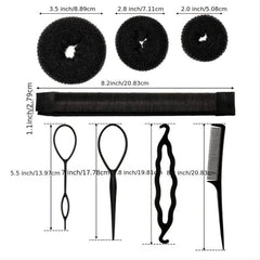Hair Bun Shaper Set with Bun Donut, Marker, Ponytail Tool, Pins and Bands