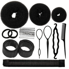 Hair Bun Shaper Set with Bun Donut, Marker, Ponytail Tool, Pins and Bands