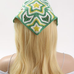 Colorful Star Crochet Triangle Scarf Bandana Headband Hair Accessories