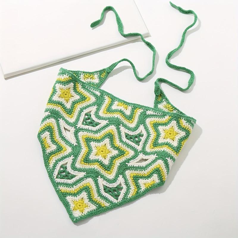 Colorful Star Crochet Triangle Scarf Bandana Headband Hair Accessories