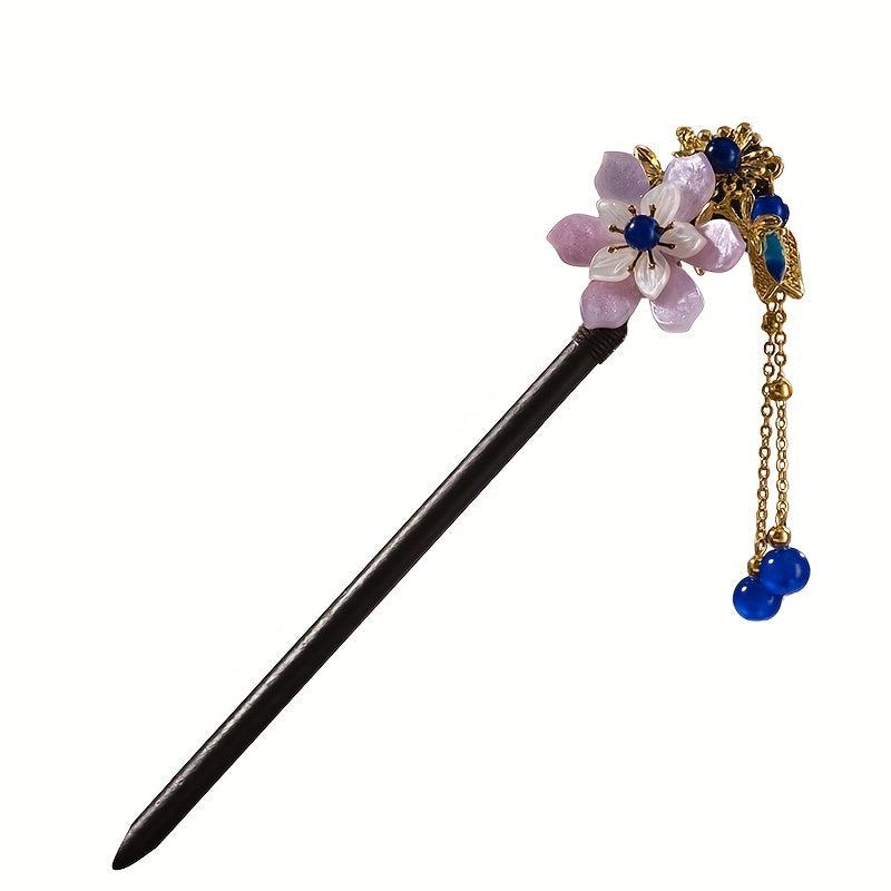 Wooden Flower Hairpin With Pendant for Women