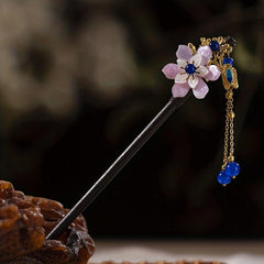Wooden Flower Hairpin With Pendant for Women