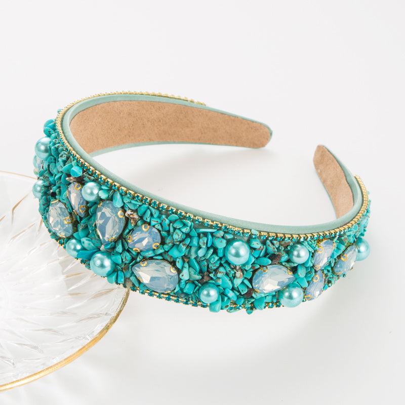 Colorful Rhinestone Wide Headband Girls Fabric Candy Headband